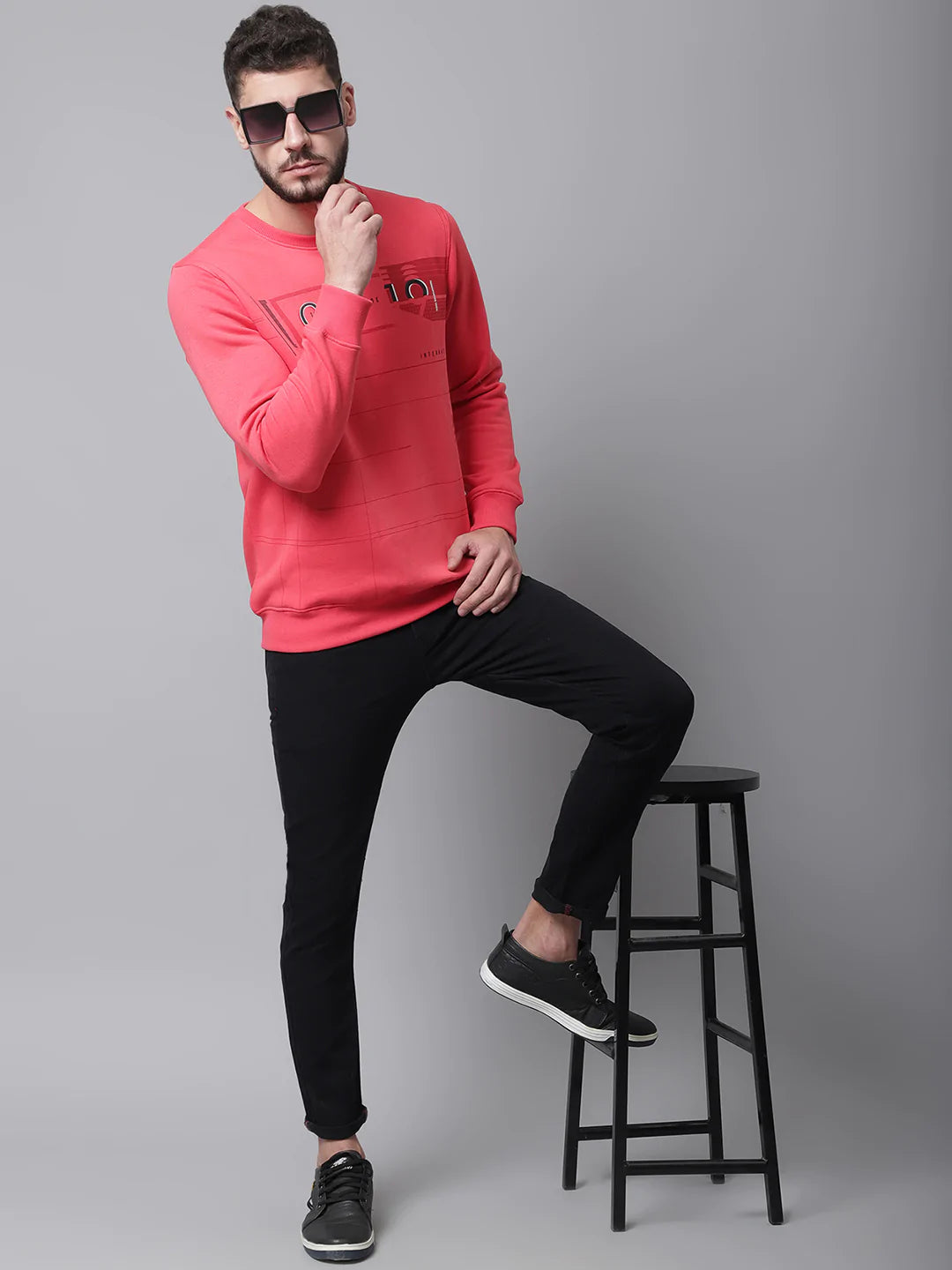 Men Pink Printed Sweatshirt