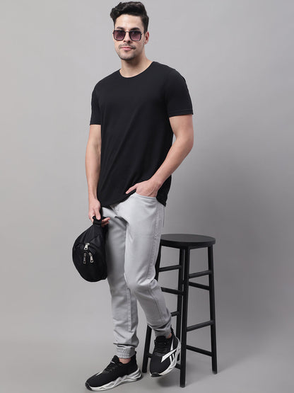 Men Grey Slim Fit Mid Rise Solid Jogger Jeans