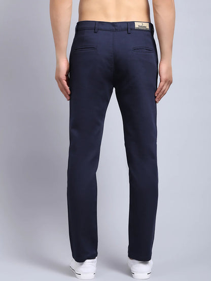 Men Navy Blue Slim Fit Chinos Trousers