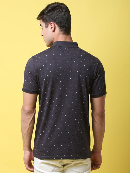 Printed Polo Collar Cotton Slim Fit T-shirt