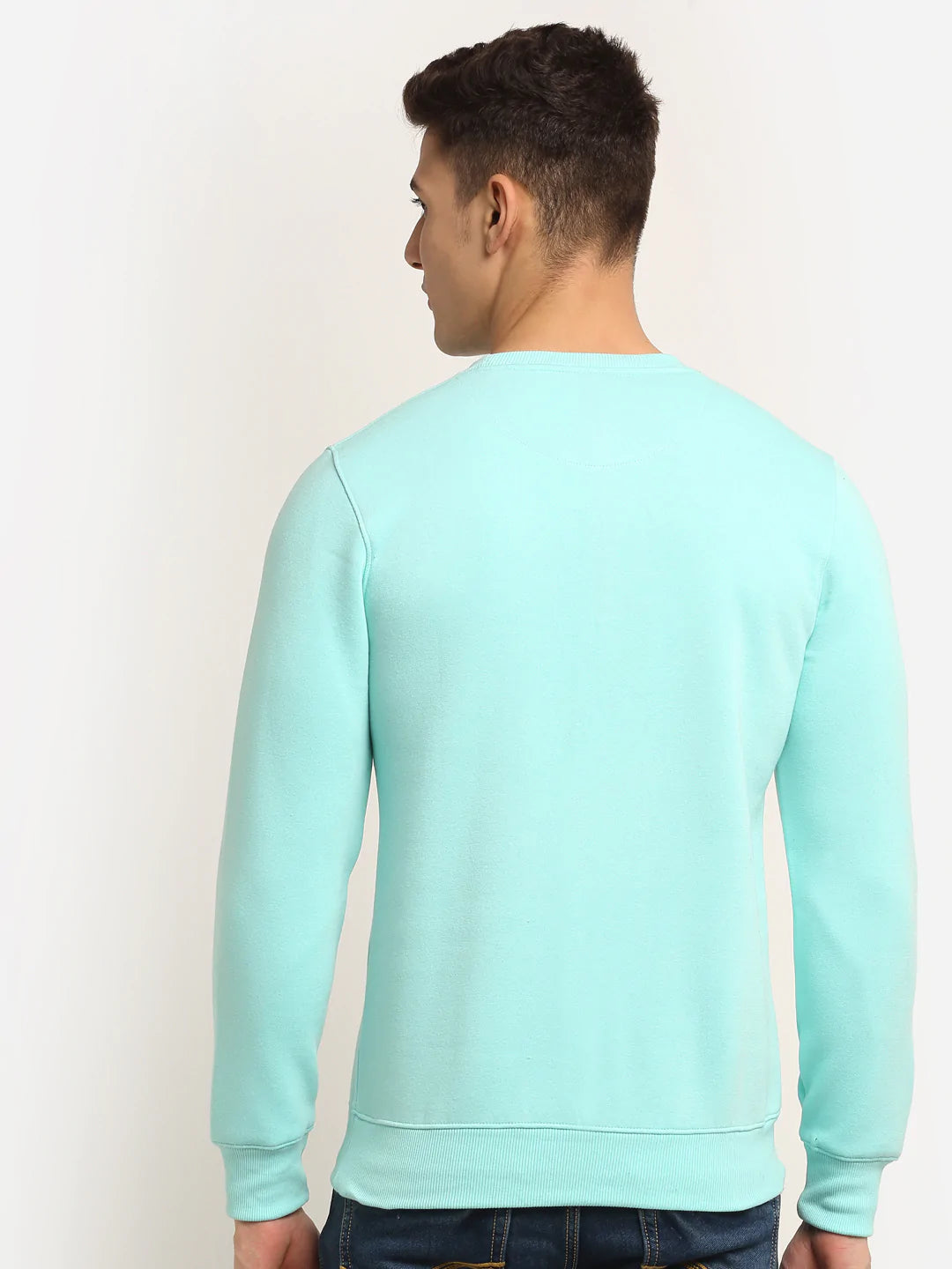 Men Turquoise Blue Printed Sweatshirt