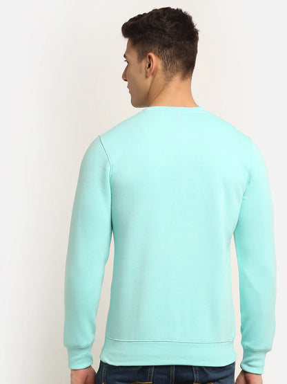 Men Turquoise Blue Printed Sweatshirt