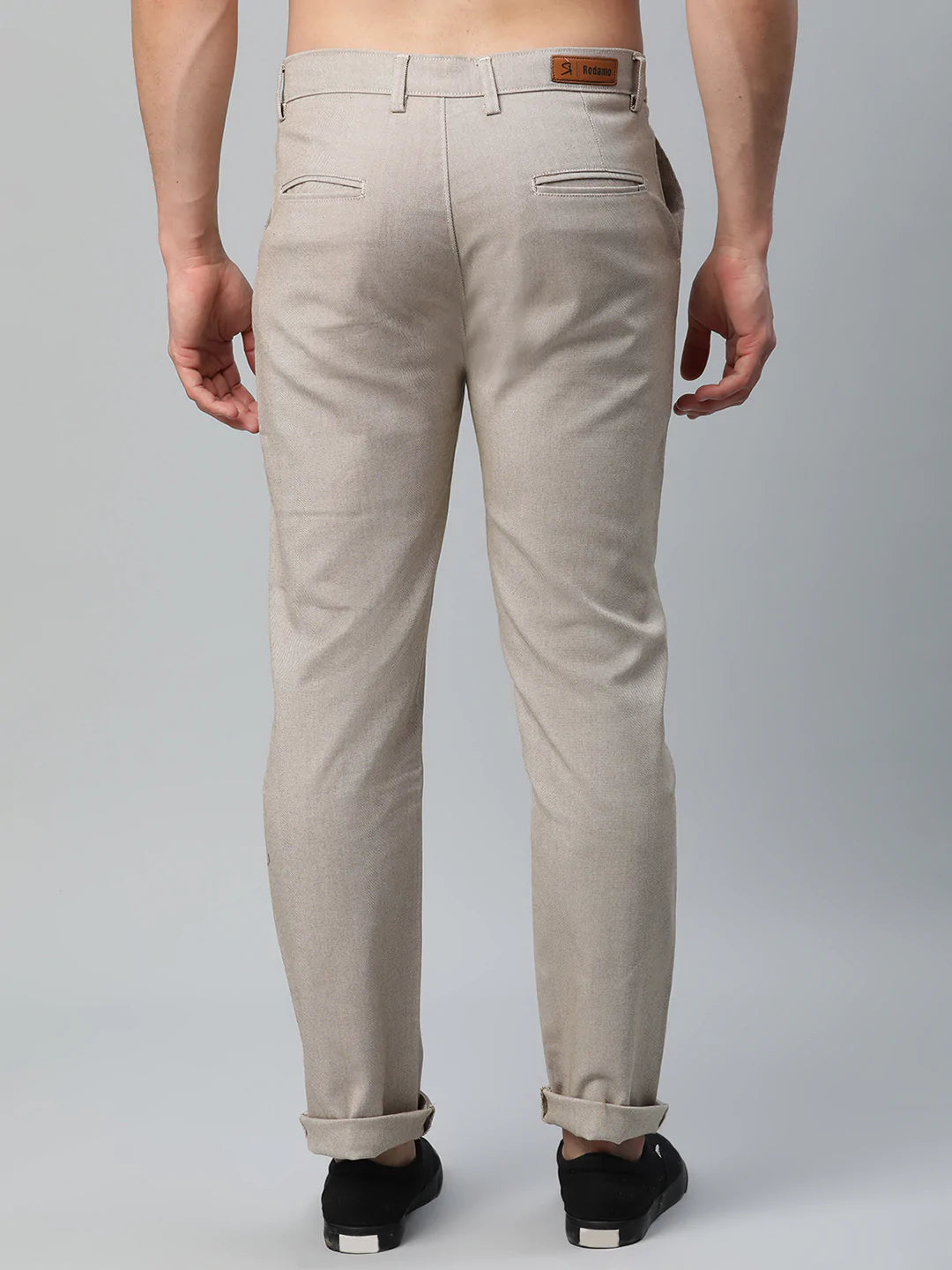 Men Beige Slim Fit Trousers