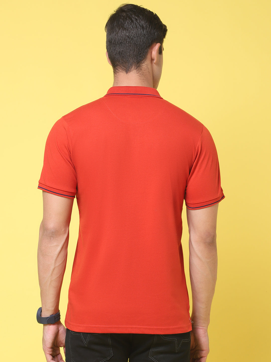 Typography Printed Polo Collar Cotton Slim Fit T-shirt