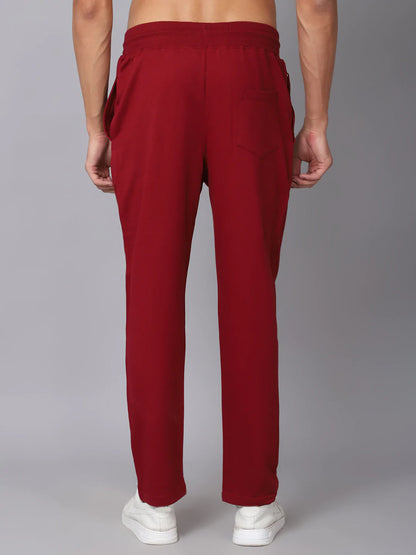 Men Maroon Brand Logo Printed Slim-Fit Track Pant