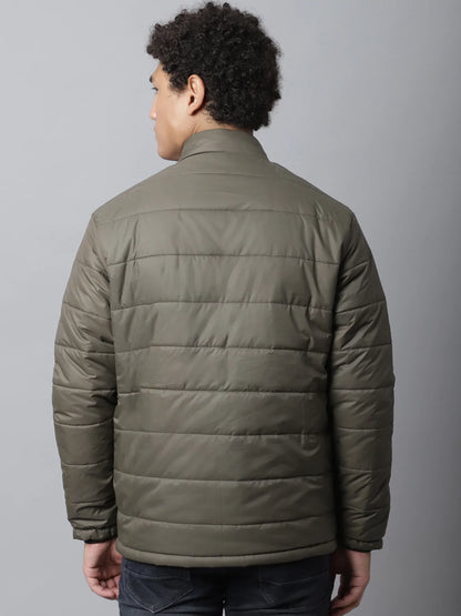 Men Striped Windcheater Padded Jacket