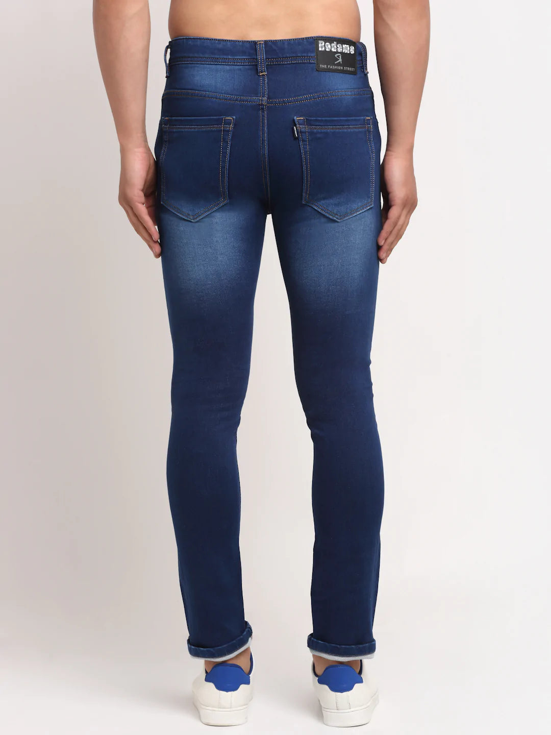 Men Blue Slim Fit Heavy Fade Stretchable Cropped Jeans
