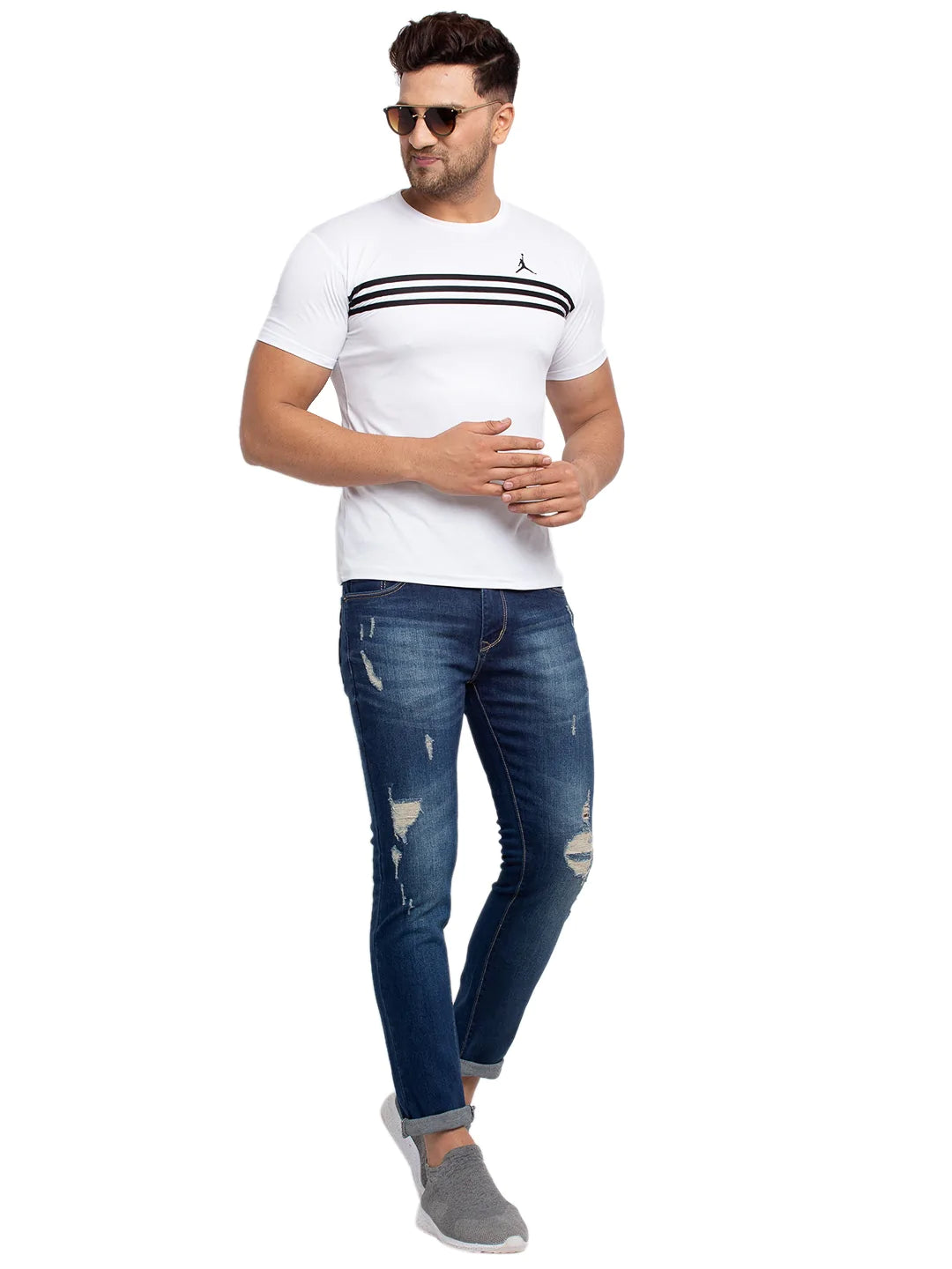 Men Blue Slim Fit Mid-Rise Mildly Distressed Jeans