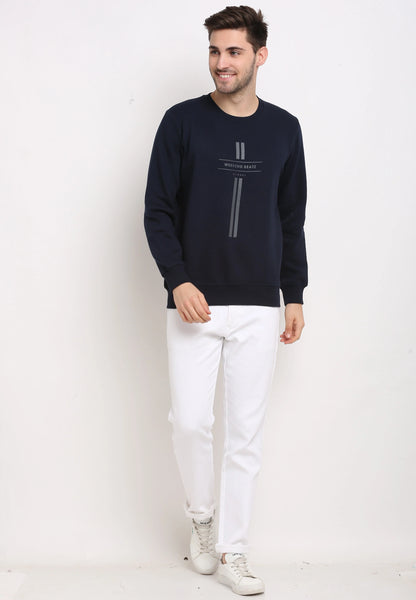 Men Navy Blue Printed Sweatshirt