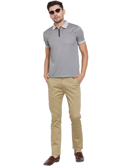 Men Khaki Slim Fit Solid Chinos