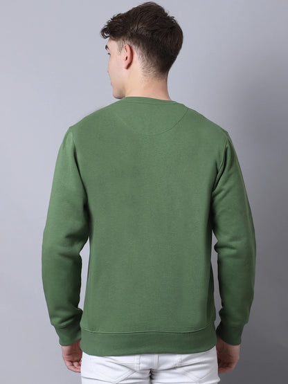 Men Olive Green Printed Sweatshirt