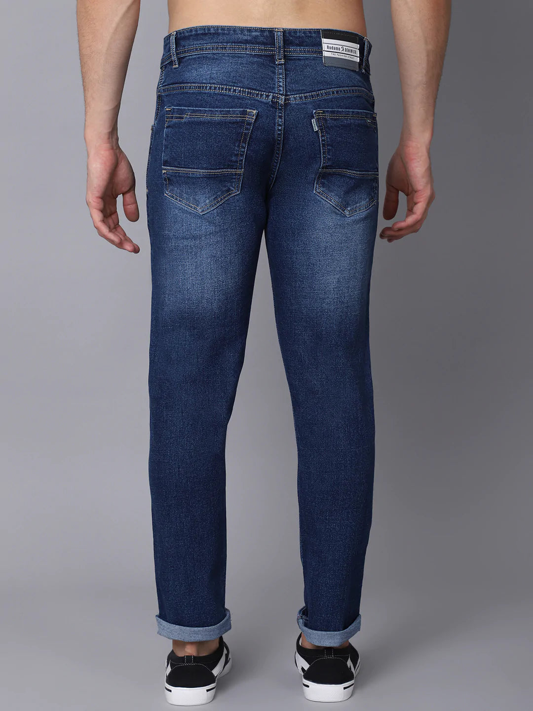 Men Blue Slim Fit Low Distress Heavy Fade Stretchable Jeans