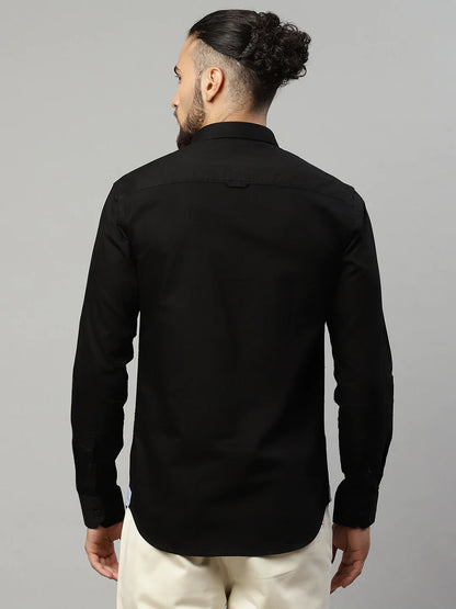 Men Black Slim Fit Casual Shirt