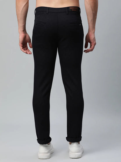 Men Navy Blue Slim Fit Trousers
