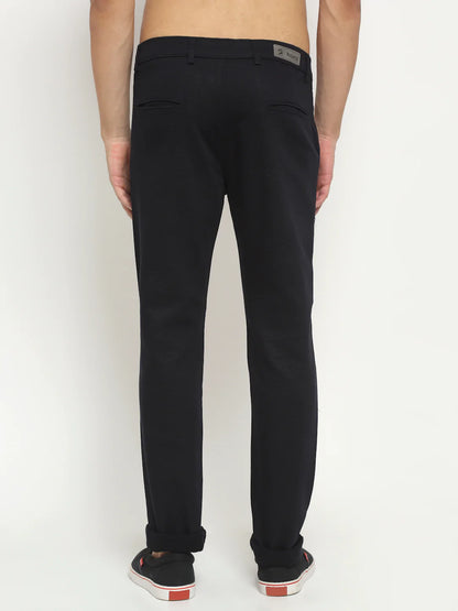 Men Navy Blue Regular Fit Chinos Trousers