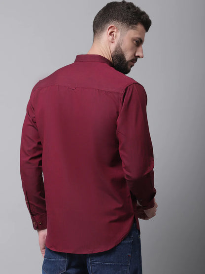 Men Maroon Cotton Kurta