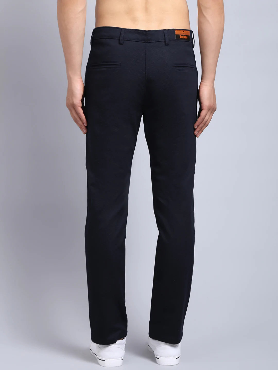 Men Navy Blue Slim Fit Chinos Trousers