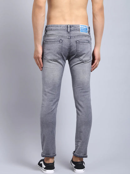 Men Grey Slim Fit Heavy Fade Stretchable Jeans