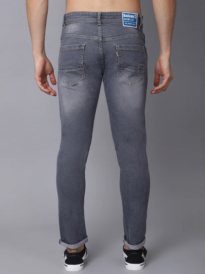 Men Grey Slim Fit Heavy Fade Stretchable Jeans