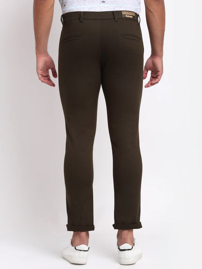 Men Khaki Slim Fit Chinos Trousers