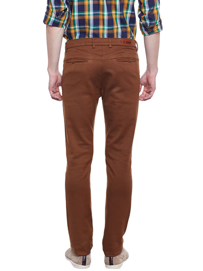 Men Brown Slim Fit Trousers