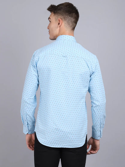 Men Blue Slim Fit Printed Casual Shirt