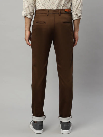 Men Brown Slim Fit Trousers