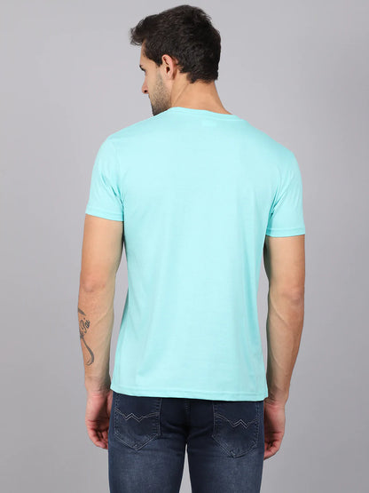 Men Green Typography Printed Slim Fit T-shirt