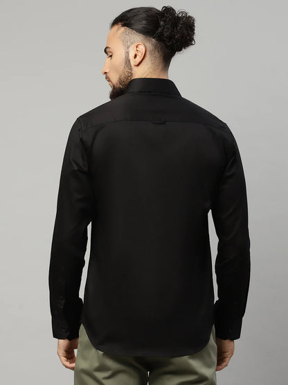 Men Black Slim Fit Casual Shirt