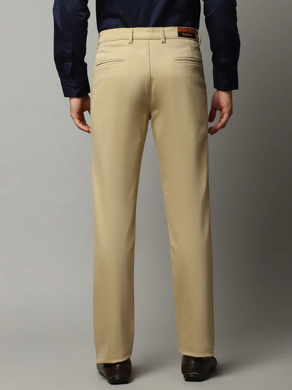 Men Beige Slim Fit Trousers