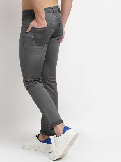 Men Grey Slim Fit Heavy Fade Stretchable Jeans
