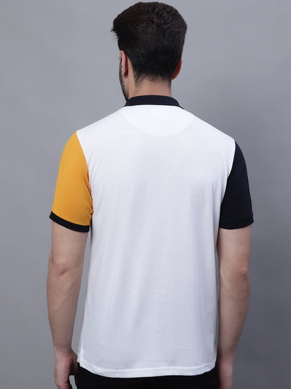 Typography Printed Polo Collar Slim Fit Cotton T-shirt