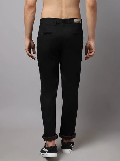 Men Black Solid Slim Fit Chinos Trouser