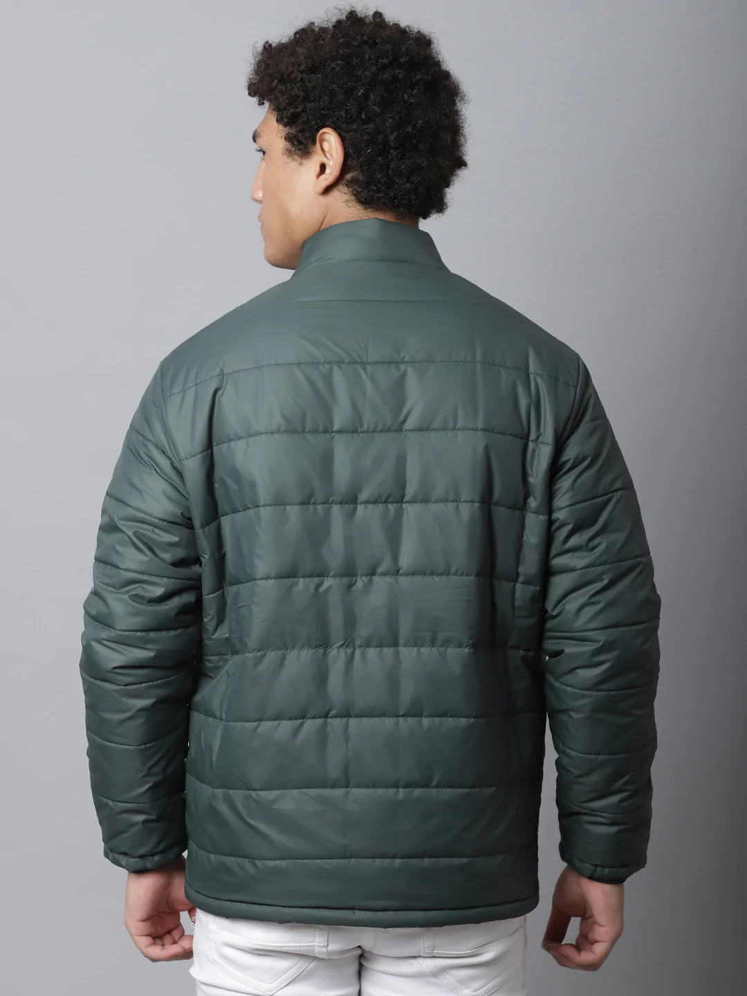 Men Striped Windcheater Puffer Jacket