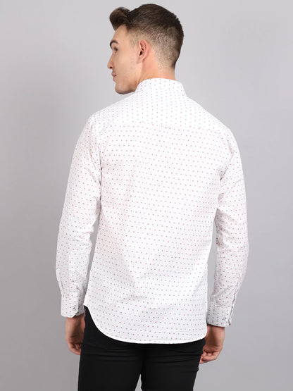 Men White Slim Fit Printed Casual Shirt