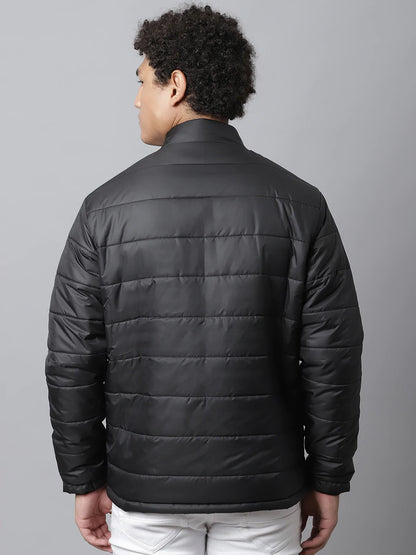 Men Black Windcheater Open Front Jacket