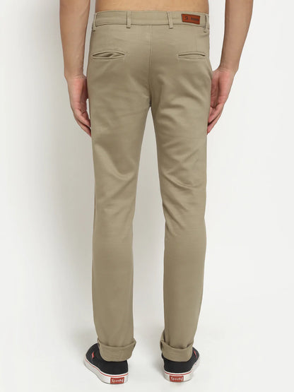 Men Beige Slim Fit Chinos Trousers