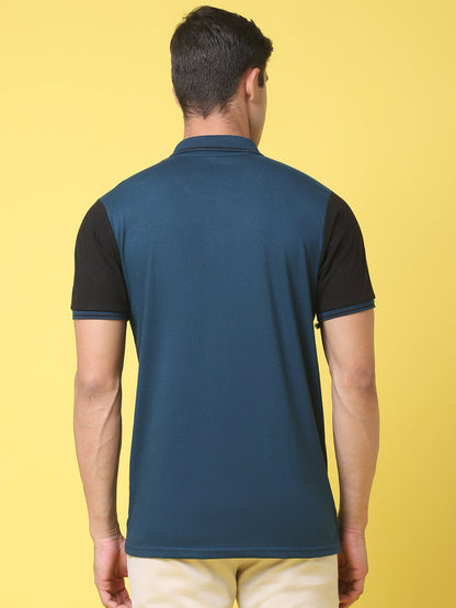 Typography Printed Polo Collar Slim Fit T-shirt
