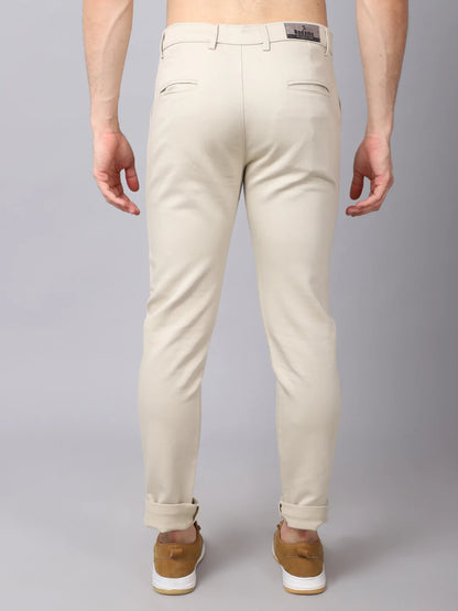 Men Beige Slim Fit Trousers