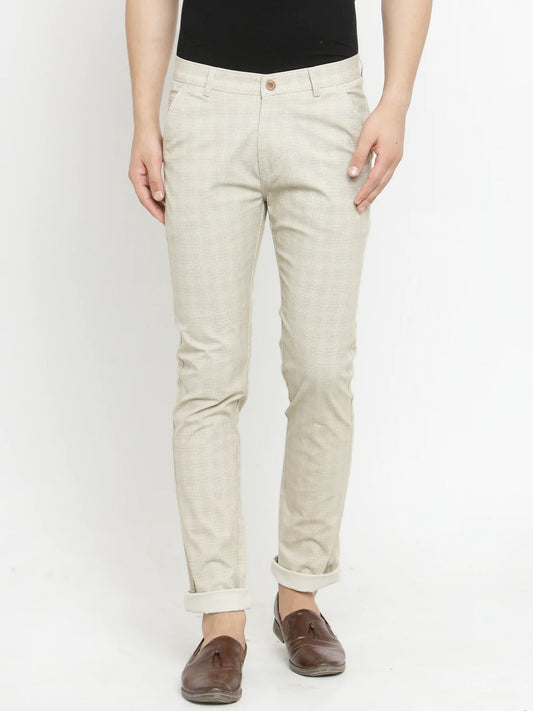 Men Beige Slim Fit Trousers