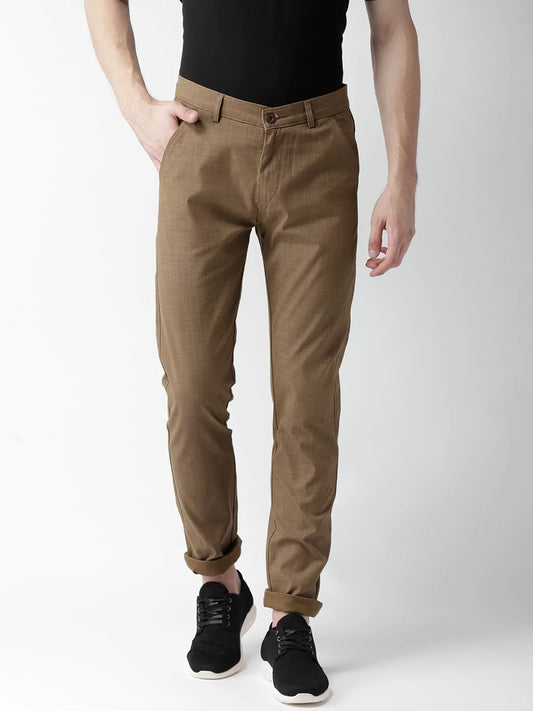 Men Brown Slim Fit Trousers