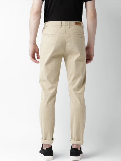 Men Beige Slim Fit Trousers