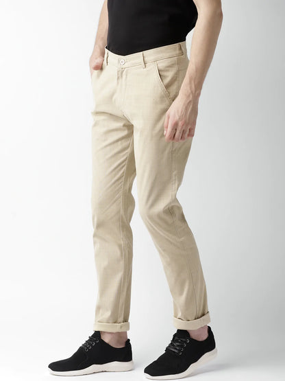 Men Beige Slim Fit Trousers