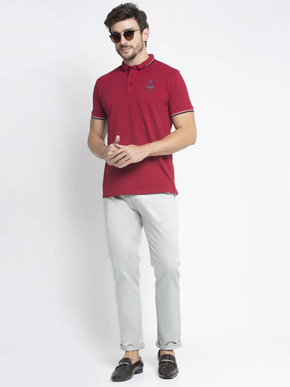 Men Grey Slim Fit Solid Regular Trousers