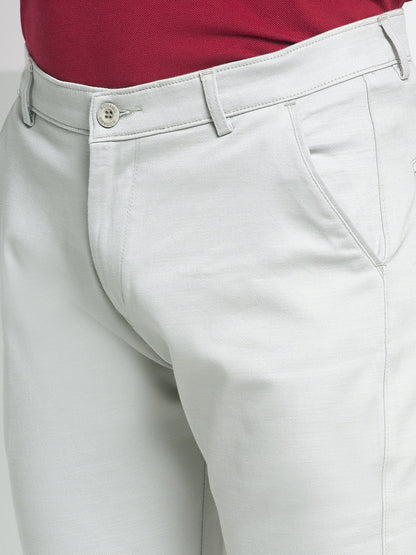Men Grey Slim Fit Solid Regular Trousers