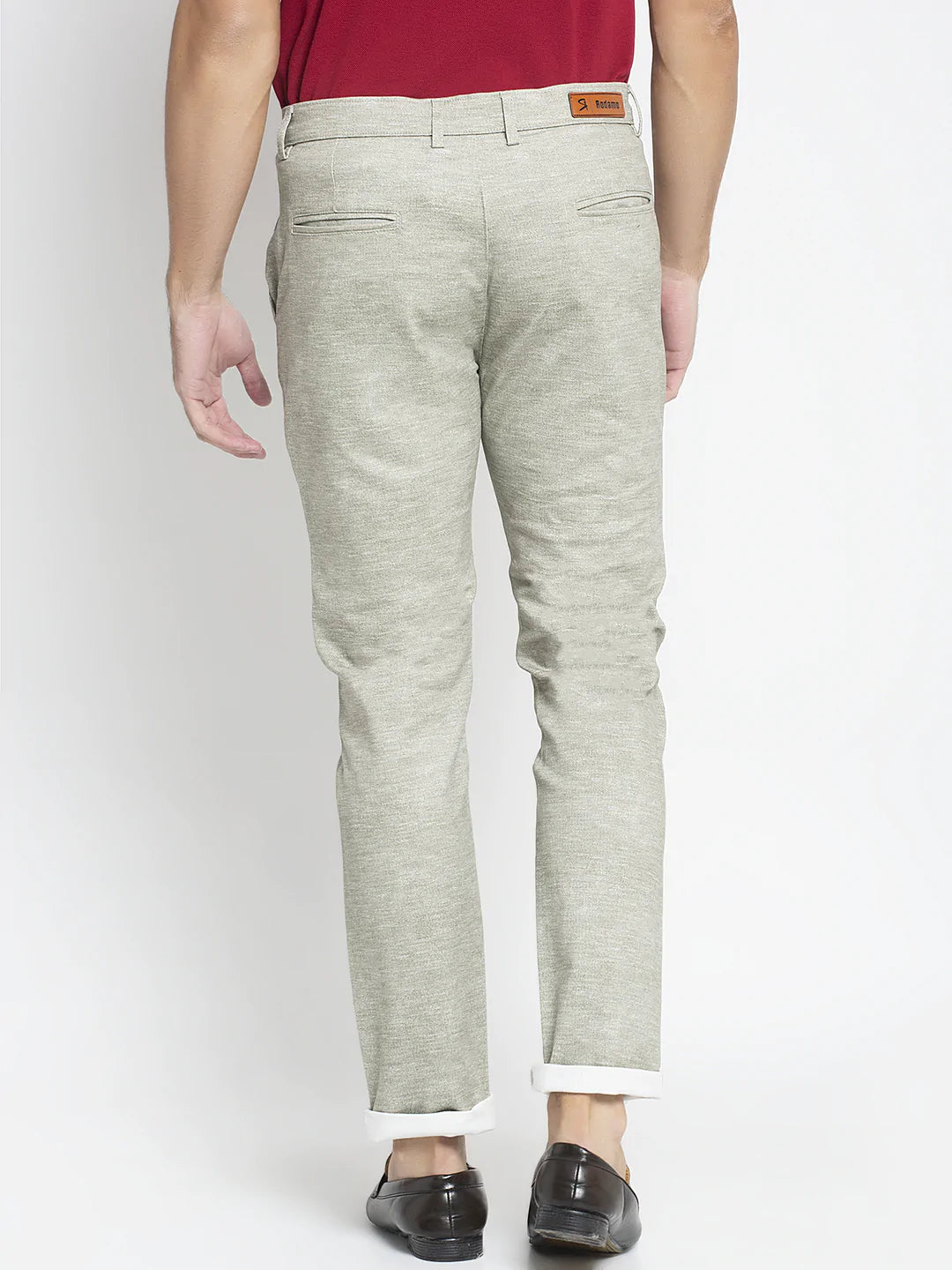 Men Sea Green Slim Fit Solid Regular Trousers