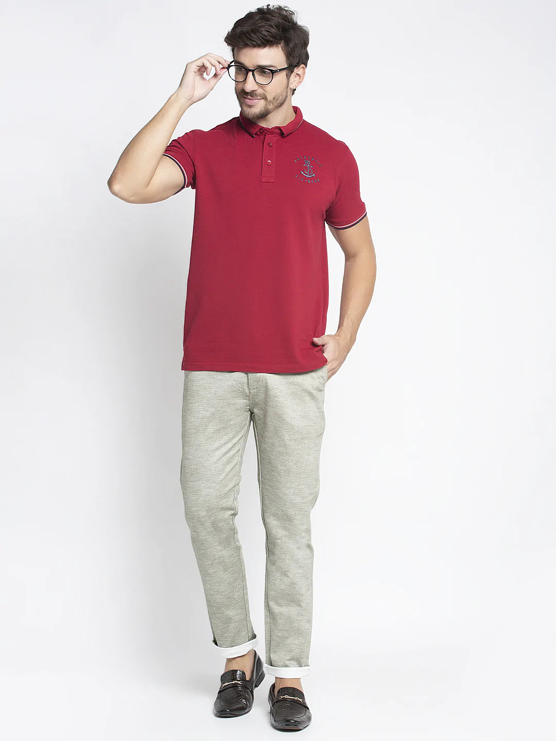Men Sea Green Slim Fit Solid Regular Trousers