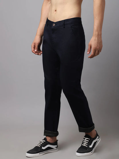 Men Black Slim Fit Chinos Trousers