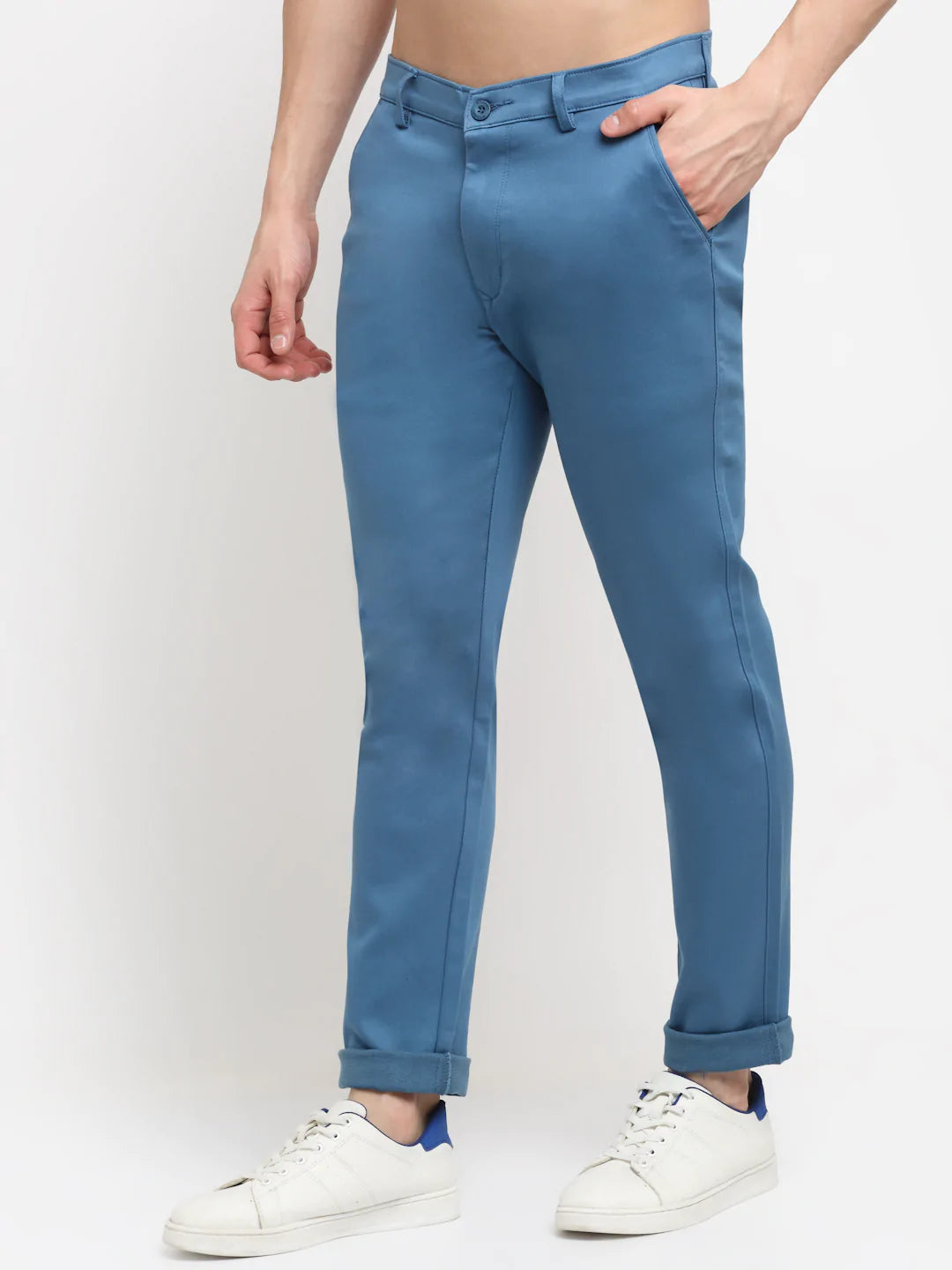 Men Blue Slim Fit Chinos Trousers