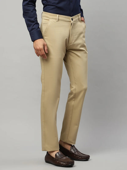 Men Beige Slim Fit Trousers